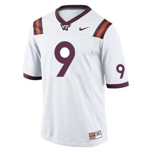 Men #9 Luke Bussel Virginia Tech Hokies College Football Jerseys Sale-White - Click Image to Close